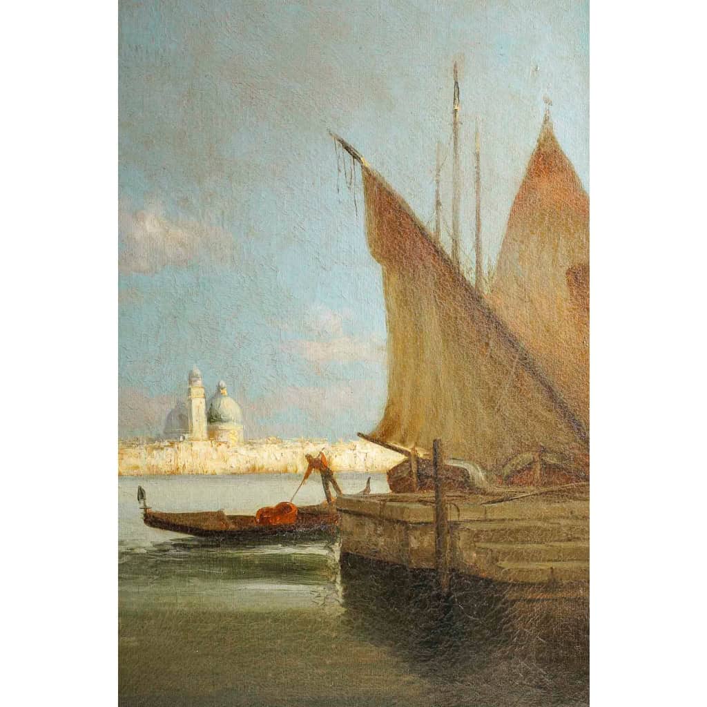 Alphonse Lecoz Un Canal à Venise et la Santa Maria della Salute dans le fond huile sur toile vers 1890-1900 Alphonse Lecoz Un Canal à Venise et la Santa Maria della Salute dans le fond huile sur toile vers 1890-1900