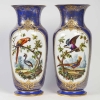 Paire de vases en porcelaine à décor d'oiseaux exotiques, travail français du début du XIXe siècle ||||||||||