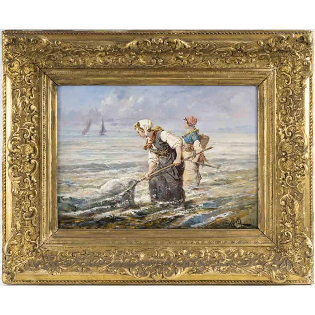 Tableau d'Eugène Tourrette, pêche à l'épuisette ||||||||||