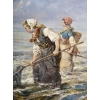 Tableau d'Eugène Tourrette, pêche à l'épuisette Tableau d'Eugène Tourrette, pêche à l'épuisette