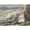 Tableau d'Eugène Tourrette, pêche à l'épuisette Tableau d'Eugène Tourrette, pêche à l'épuisette