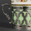 Ensemble de tasses en porcelaine et argent, Angleterre, AYNSLEY, XIXème siècle Ensemble de tasses en porcelaine et argent, Angleterre, AYNSLEY, XIXème siècle