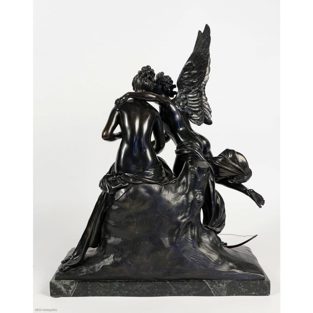 Groupe en bronze à patine noire Ange et Nymphe époque Romantique vers 1830-1840 Groupe en bronze à patine noire Ange et Nymphe époque Romantique vers 1830-1840