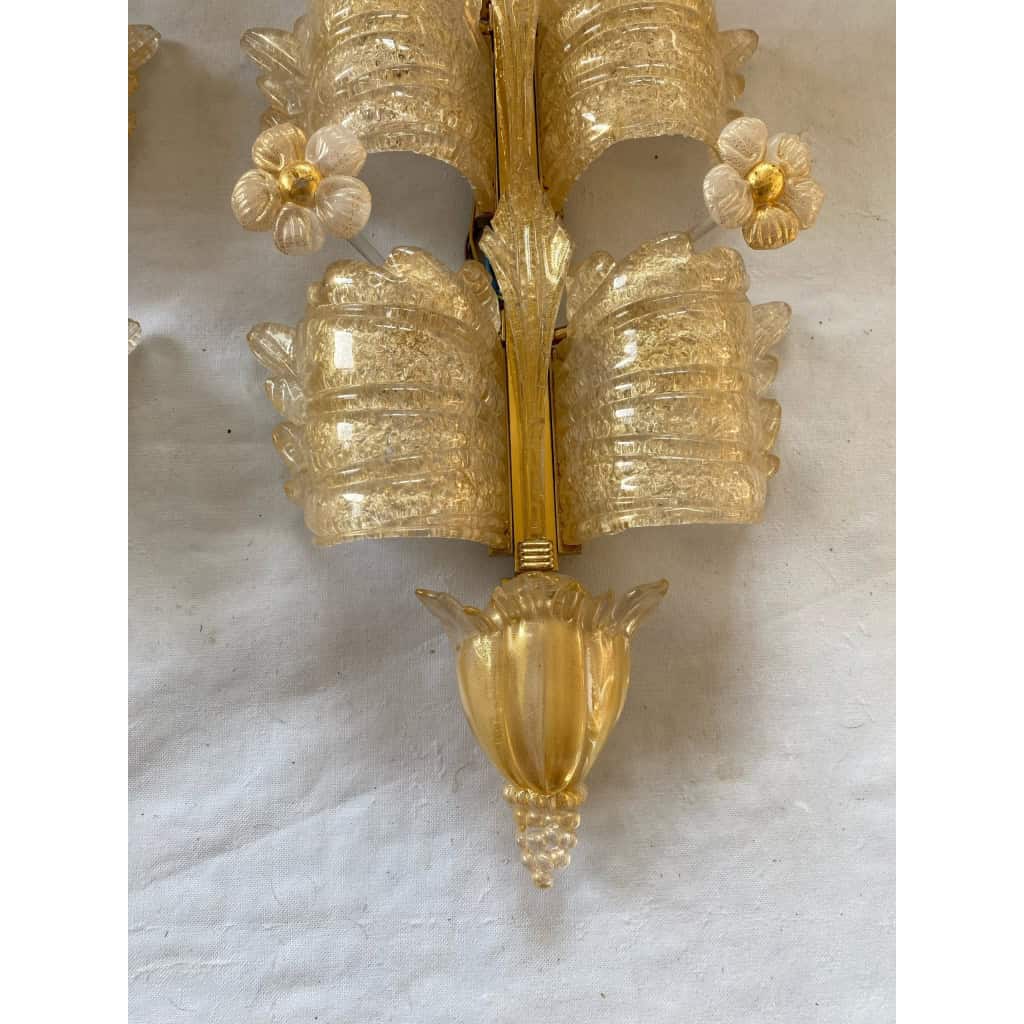 1970/80′ Paire d’Appliques en Verre Ou Cristal De Murano Barovier & Toso Forme Papillon 1970/80′ Paire d’Appliques en Verre Ou Cristal De Murano Barovier & Toso Forme Papillon