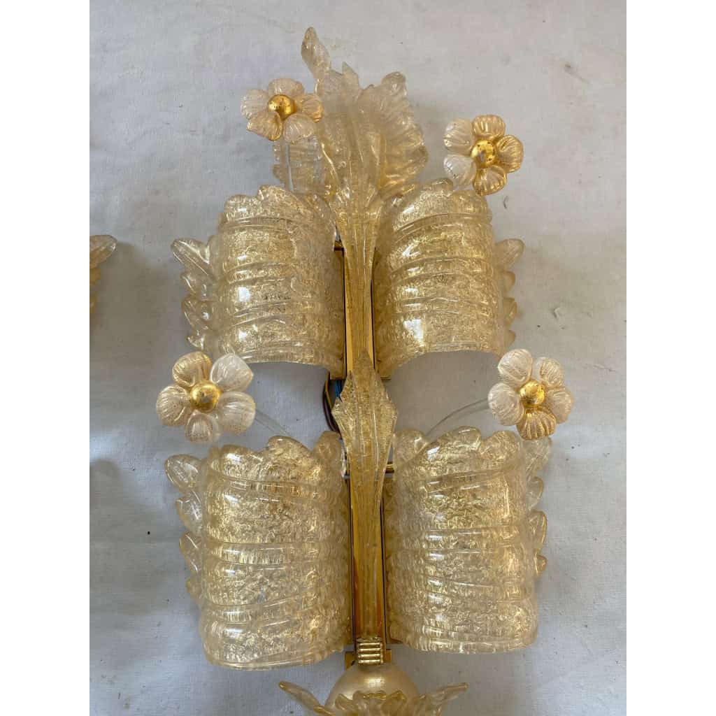 1970/80′ Paire d’Appliques en Verre Ou Cristal De Murano Barovier & Toso Forme Papillon 1970/80′ Paire d’Appliques en Verre Ou Cristal De Murano Barovier & Toso Forme Papillon