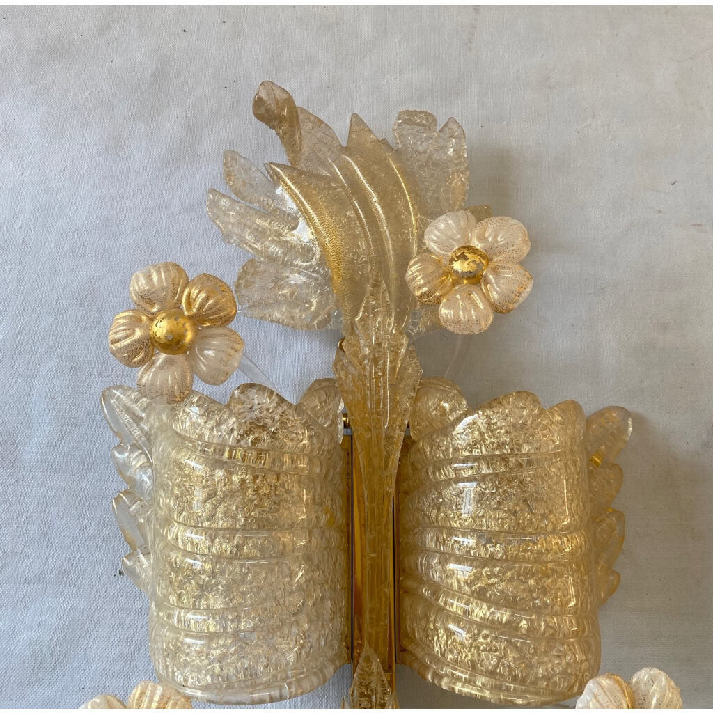 1970/80′ Paire d’Appliques en Verre Ou Cristal De Murano Barovier & Toso Forme Papillon 1970/80′ Paire d’Appliques en Verre Ou Cristal De Murano Barovier & Toso Forme Papillon