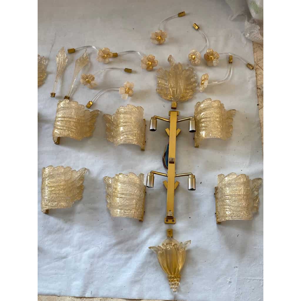 1970/80′ Paire d’Appliques en Verre Ou Cristal De Murano Barovier & Toso Forme Papillon 1970/80′ Paire d’Appliques en Verre Ou Cristal De Murano Barovier & Toso Forme Papillon