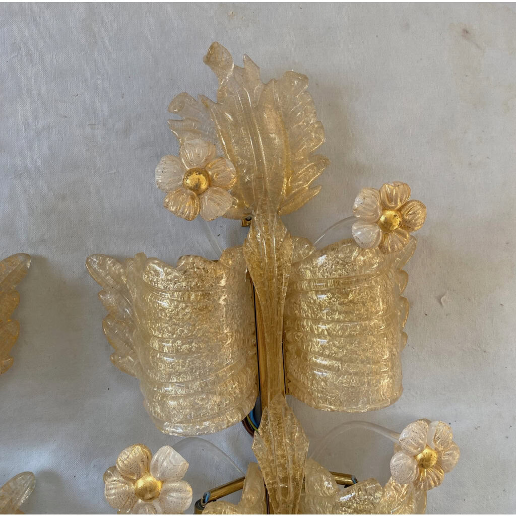 1970/80′ Paire d’Appliques en Verre Ou Cristal De Murano Barovier & Toso Forme Papillon 1970/80′ Paire d’Appliques en Verre Ou Cristal De Murano Barovier & Toso Forme Papillon