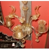 1950/70′ Paire d’Appliques à 3 Bras de Lumière en Cristal de Murano Avec Paillons d’Or 1950/70′ Paire d’Appliques à 3 Bras de Lumière en Cristal de Murano Avec Paillons d’Or