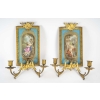 Pair d’appliquées en porcelaine de sevrés signé et monture en bronze doré et ciselé d’époque 19em siècle h:43cm |||||||||