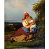 Julien Michel Gué (1789-1843) Portrait champêtre Femme et son Enfant huile sur toile époque Romantique vers 1820 Julien Michel Gué (1789-1843) Portrait champêtre Femme et son Enfant huile sur toile époque Romantique vers 1820