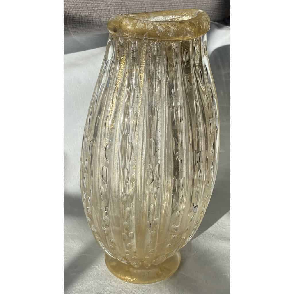 1970′ Vase Cristal Murano Avec Paillons D’Or Signés Murano Alberto Dama 1970′ Vase Cristal Murano Avec Paillons D’Or Signés Murano Alberto Dama