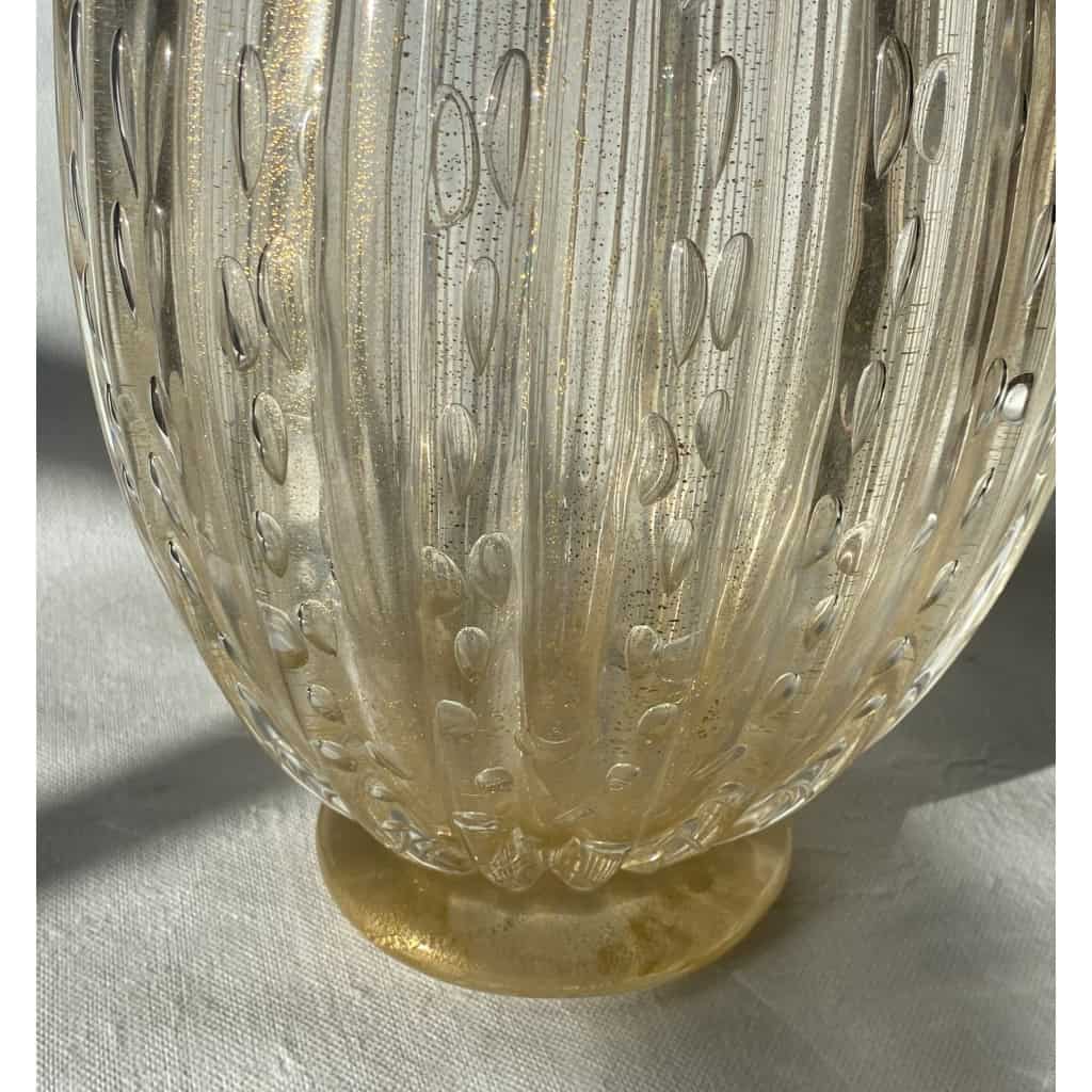 1970′ Vase Cristal Murano Avec Paillons D’Or Signés Murano Alberto Dama 1970′ Vase Cristal Murano Avec Paillons D’Or Signés Murano Alberto Dama