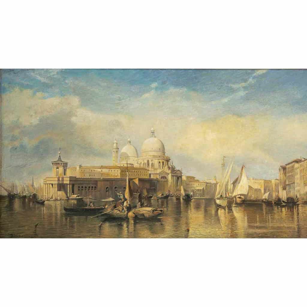 Jane or John Vivian Vue de la Punta della Dogana à Venise huile sur panneau parqueté vers 1880 Jane or John Vivian Vue de la Punta della Dogana à Venise huile sur panneau parqueté vers 1880