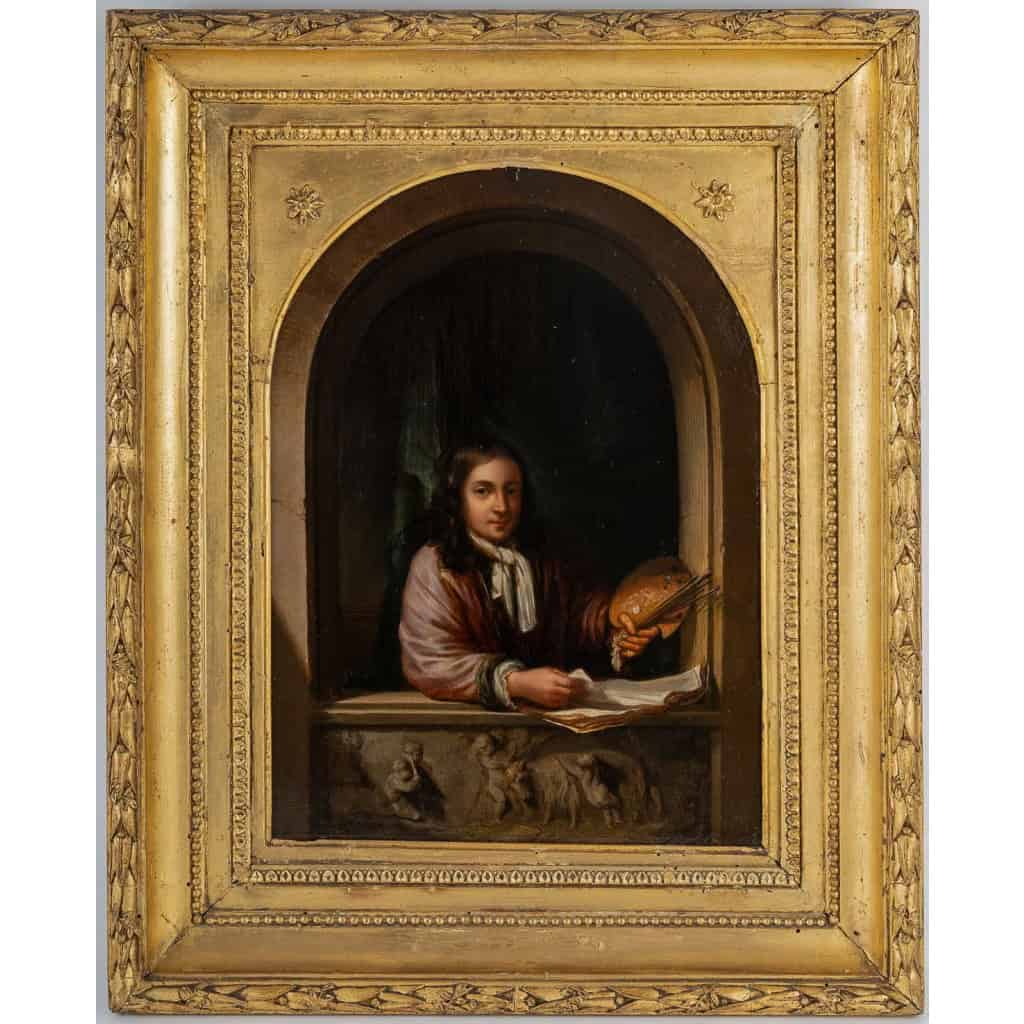 Willem Van Mieris (Suiveur de) Autoportrait d’un Peintre dans une alcove huile sur panneau Pays-Bas vers 1800 MLD Antiquités|MLD Antiquités|MLD Antiquités|MLD Antiquités|MLD Antiquités|MLD Antiquités|MLD Antiquités|MLD Antiquités||