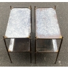 1950/70′ Paire de Tables Maison Jansen En Bronze Patiné Avec Plateaux Miroirs Vintage |||||||||||