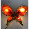 1970’ Applique Papillon en Bronze ou Laiton, Duval Brasseur Ou Isabelle Faure, 4 Ampoules, Ailes d’Agate ||||||||||||||