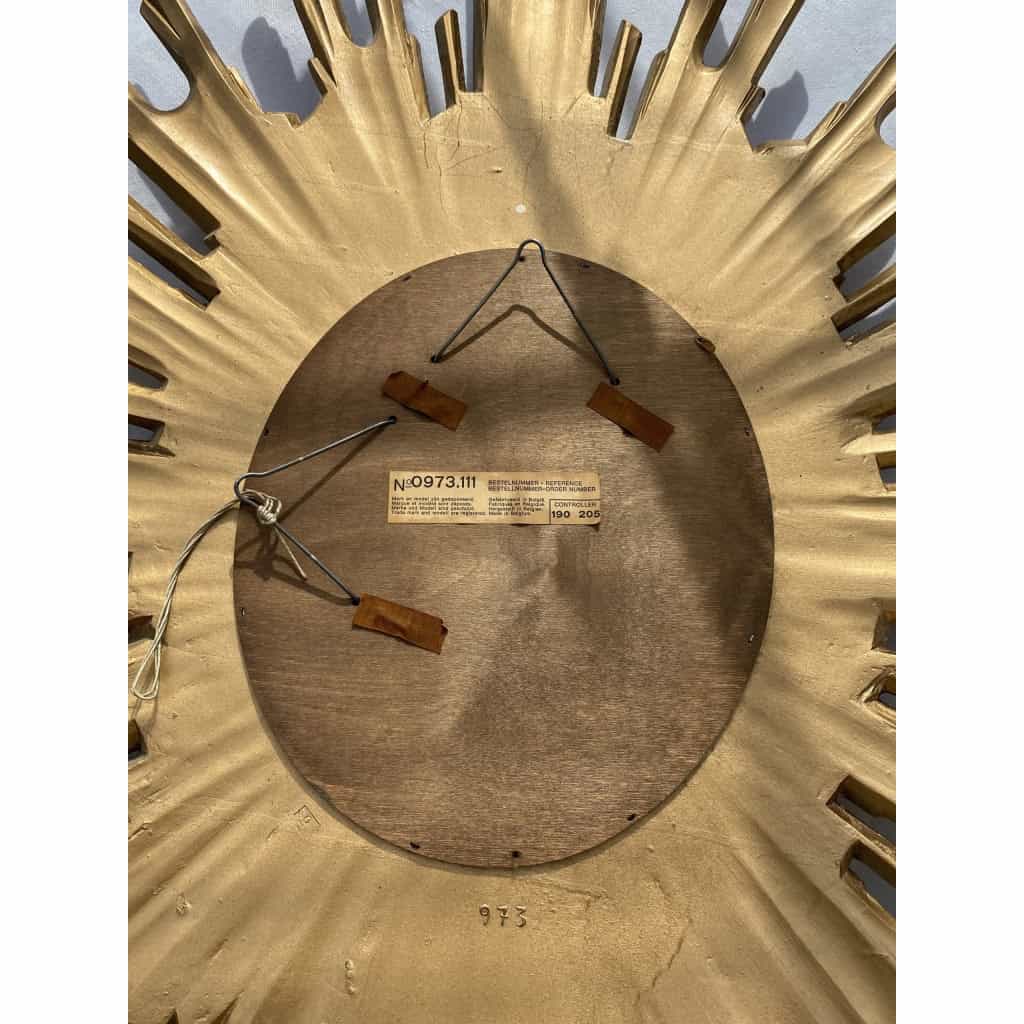 1970′ Miroir Soleil Ovale , Résine Dorée 1970′ Miroir Soleil Ovale , Résine Dorée