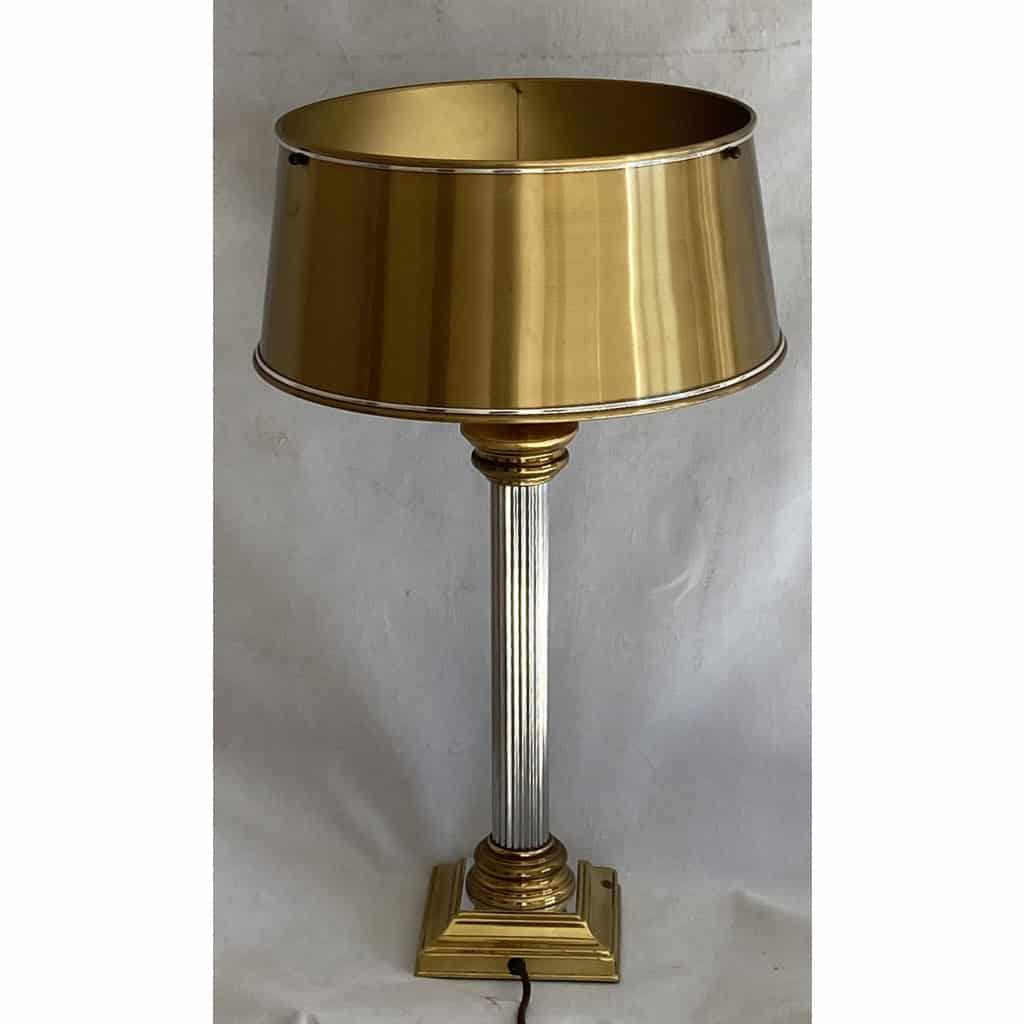 1970′ Lampe En Bronze Doré Et Nickelé Style Charles Non Signée 1970′ Lampe En Bronze Doré Et Nickelé Style Charles Non Signée