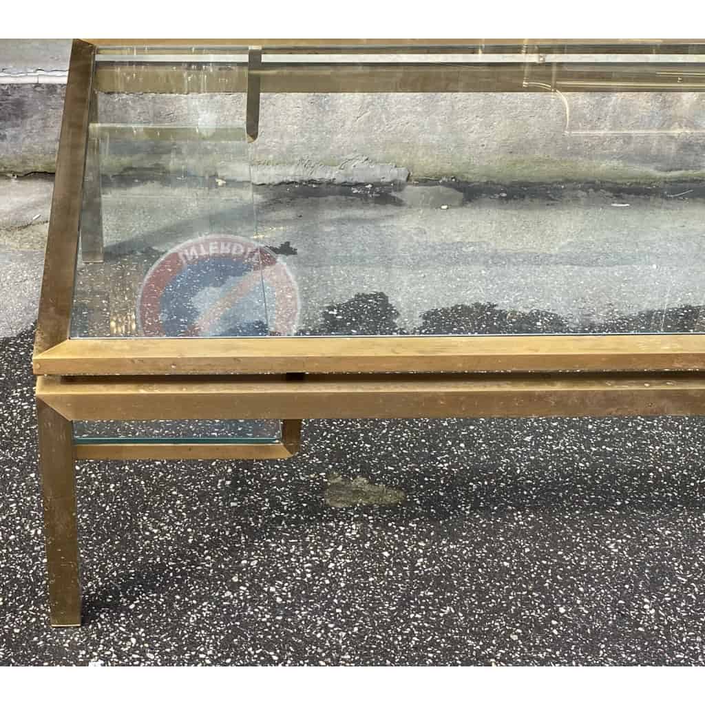 1970′ Table Basse Rectangulaire Guy Lefevre Pour Jansen En Laiton Et Vitres 1970′ Table Basse Rectangulaire Guy Lefevre Pour Jansen En Laiton Et Vitres