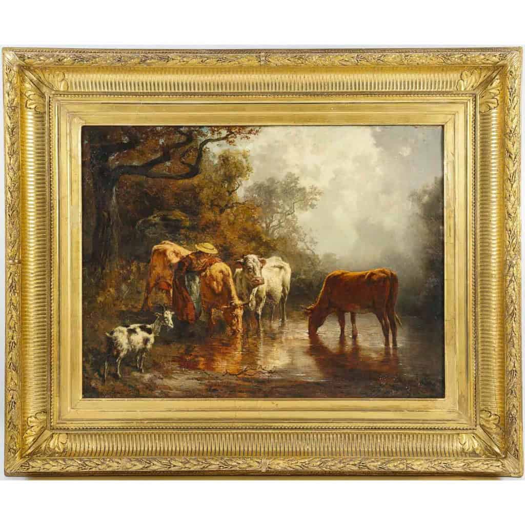 Théodore Levigne (1848-1912) Vaches s’abreuvant à l’étang huile sur toile vers 1875 MLD Antiquités|MLD Antiquités|MLD Antiquités|MLD Antiquités|MLD Antiquités|MLD Antiquités|MLD Antiquités|MLD Antiquités|MLD Antiquités||