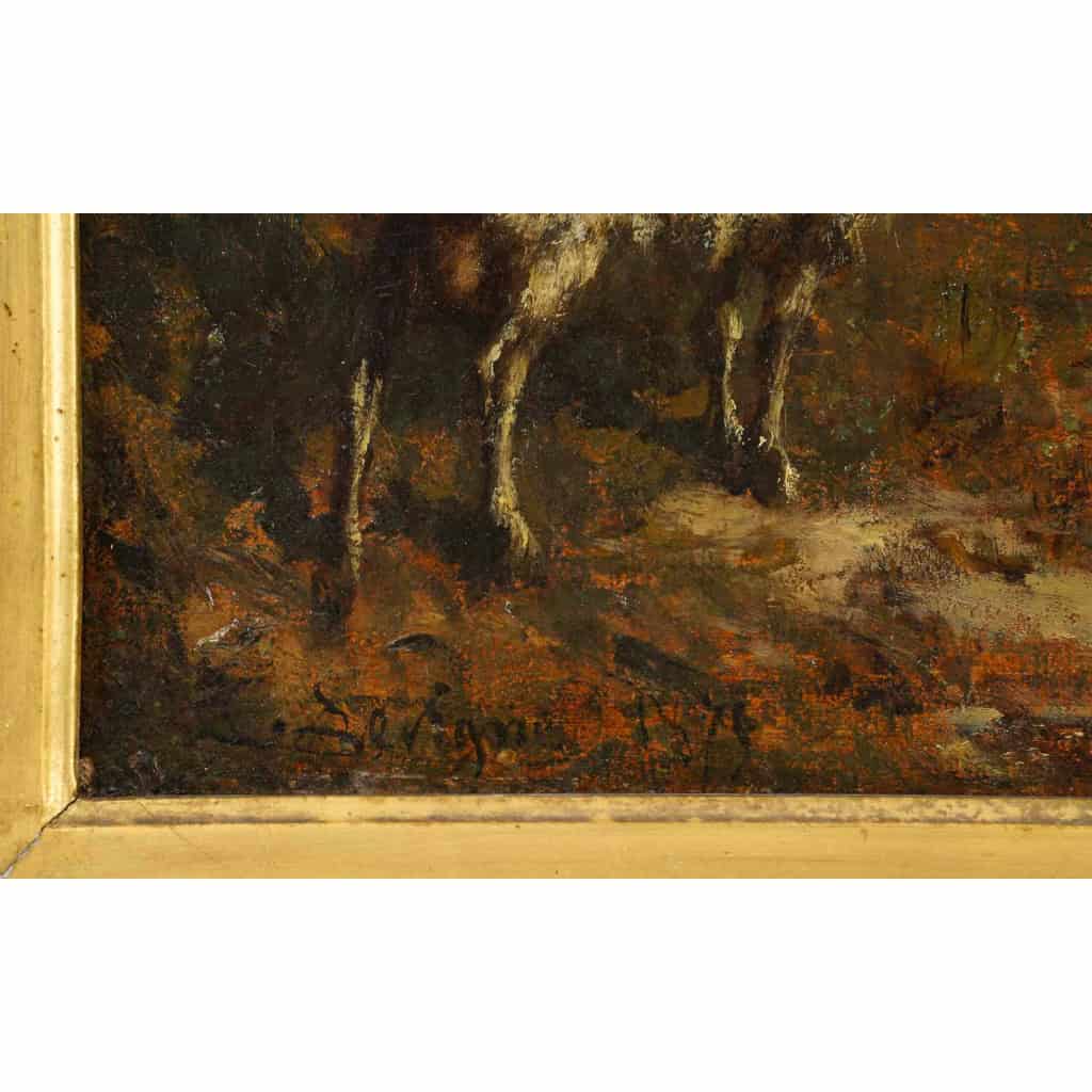 Théodore Levigne (1848-1912) Vaches s’abreuvant à l’étang huile sur toile vers 1875 Théodore Levigne (1848-1912) Vaches s’abreuvant à l’étang huile sur toile vers 1875