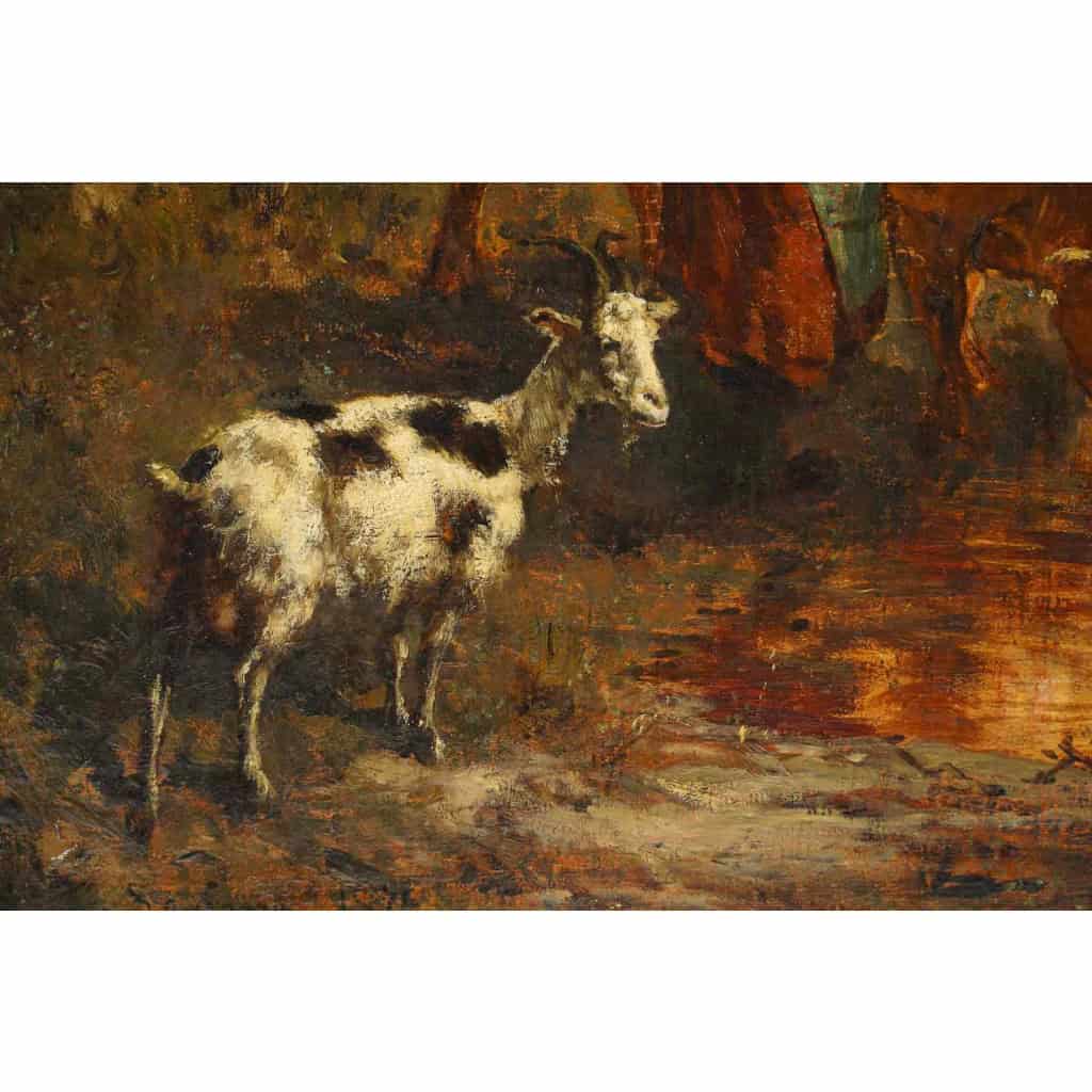 Théodore Levigne (1848-1912) Vaches s’abreuvant à l’étang huile sur toile vers 1875 Théodore Levigne (1848-1912) Vaches s’abreuvant à l’étang huile sur toile vers 1875