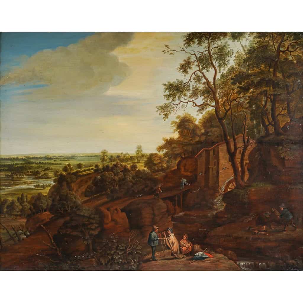 École Flamande - Scène de vie campagnarde huile sur bois vers 1700 École Flamande - Scène de vie campagnarde huile sur bois vers 1700