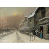 Théodore Levigne (1848-1912) Visite du gendarme au Lion d’Or sous la neige huile sur toile fin du XIXème siècle Théodore Levigne (1848-1912) Visite du gendarme au Lion d’Or sous la neige huile sur toile fin du XIXème siècle