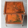 1950/70′ Bout de Canapé A Roulettes, Bronze Décor Bambou, Plateau Laque de Chine Style Maison Baguès |||||||||||||