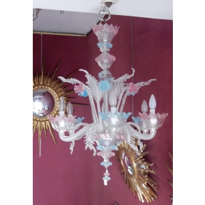 1970′ Lustre Murano Bleu et Rose ||||||||