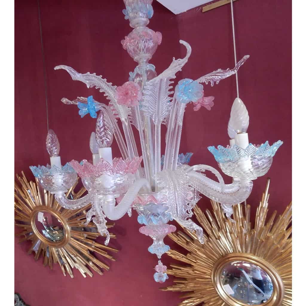 1970′ Lustre Murano Bleu et Rose 1970′ Lustre Murano Bleu et Rose