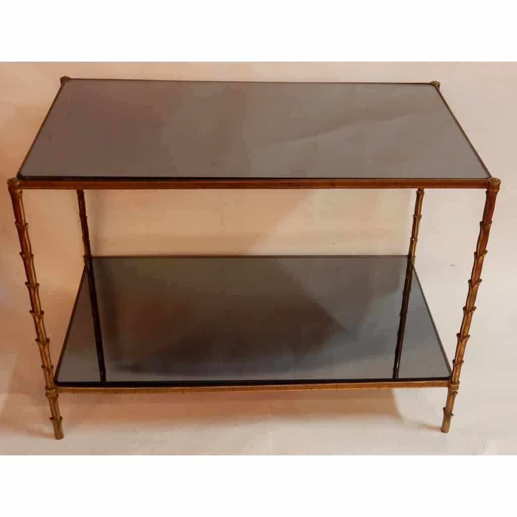 1950/70′ Table d’Appoint en Bronze Doré Décor Palmier Maison Charles |||||||||