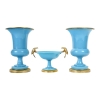 Pair de vase en Opaline turquoise monture en bronze doré avec un coupe au milieu d’époque Charles X ||||||||