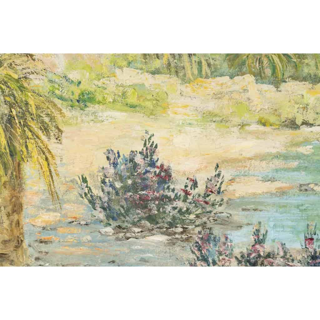 Huile sur toilepar Pierre AUZOLE ( Orientaliste ) "OASIS" sud Algérien ou Maroc XIX ème siècle Huile sur toilepar Pierre AUZOLE ( Orientaliste ) "OASIS" sud Algérien ou Maroc XIX ème siècle