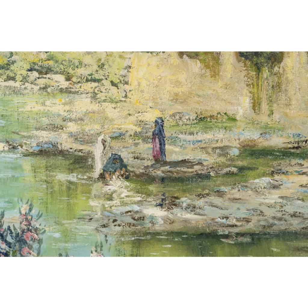 Huile sur toilepar Pierre AUZOLE ( Orientaliste ) "OASIS" sud Algérien ou Maroc XIX ème siècle Huile sur toilepar Pierre AUZOLE ( Orientaliste ) "OASIS" sud Algérien ou Maroc XIX ème siècle