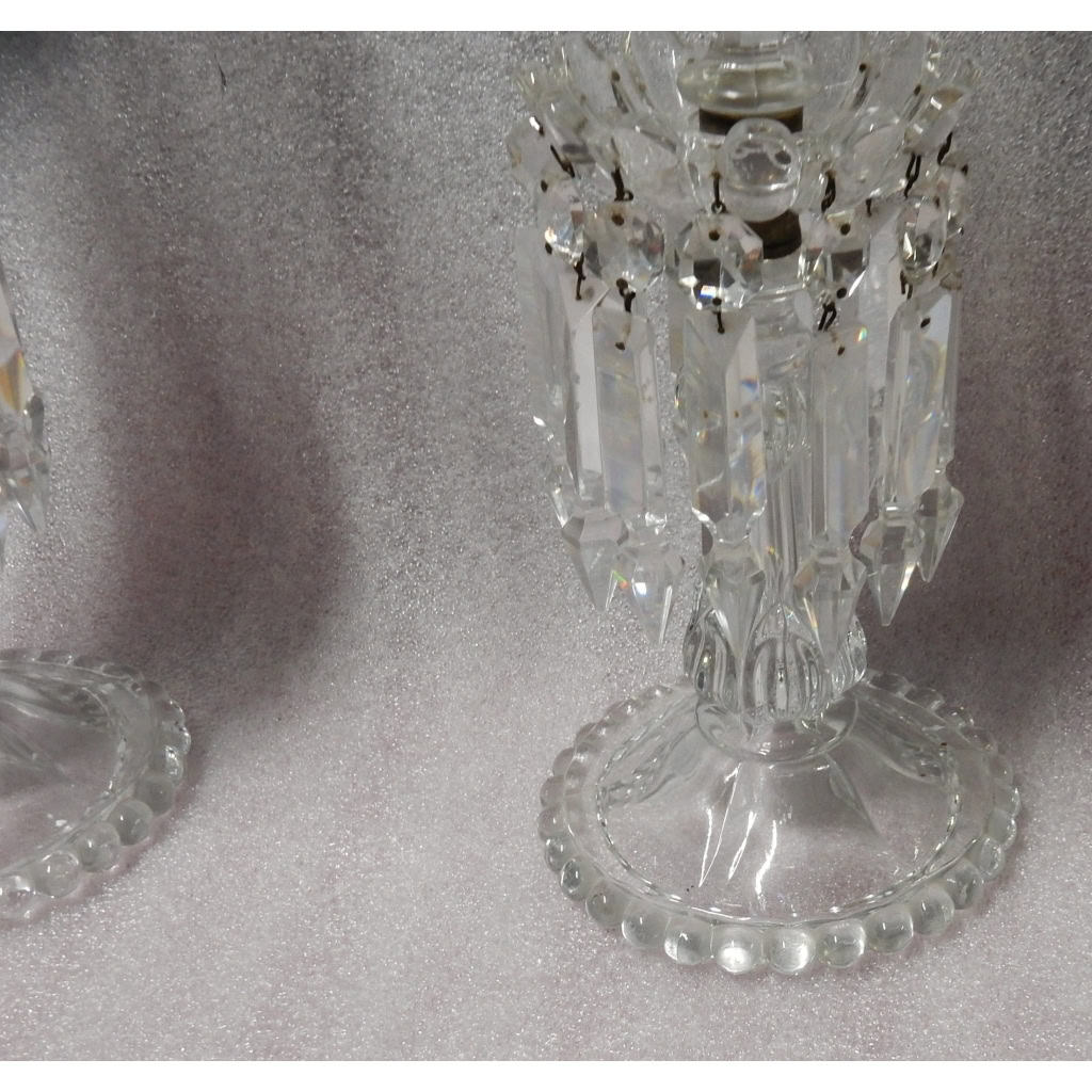 1950/70 Paire de Bougeoirs En Cristal Baccarat Signés Avec Photophores 1950/70 Paire de Bougeoirs En Cristal Baccarat Signés Avec Photophores