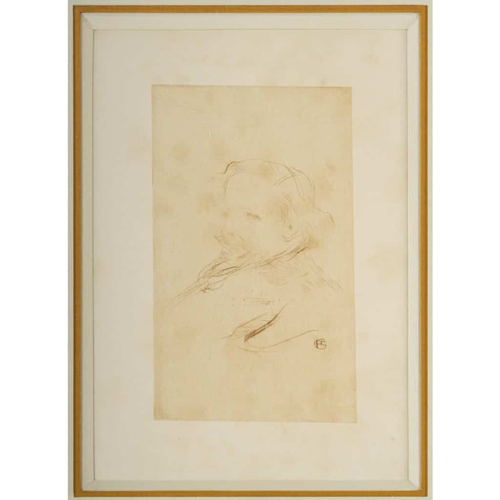 Henri De TOULOUSE-LAUTREC (1864-1901). Trois portraits réalisés à la pointe sèche. Henri De TOULOUSE-LAUTREC (1864-1901). Trois portraits réalisés à la pointe sèche.