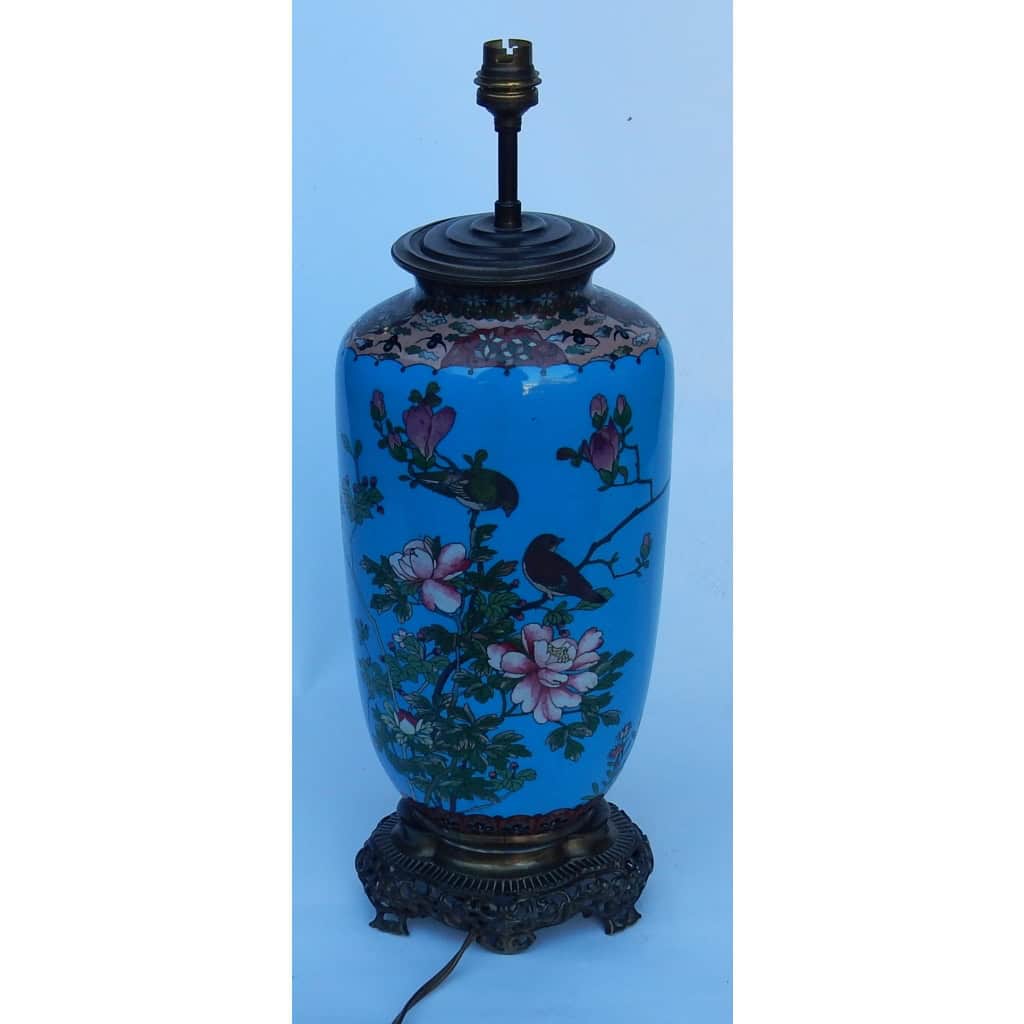 1890′ Lampe Cloisonnée Japon Aux Oiseaux et Fleurs 1890′ Lampe Cloisonnée Japon Aux Oiseaux et Fleurs