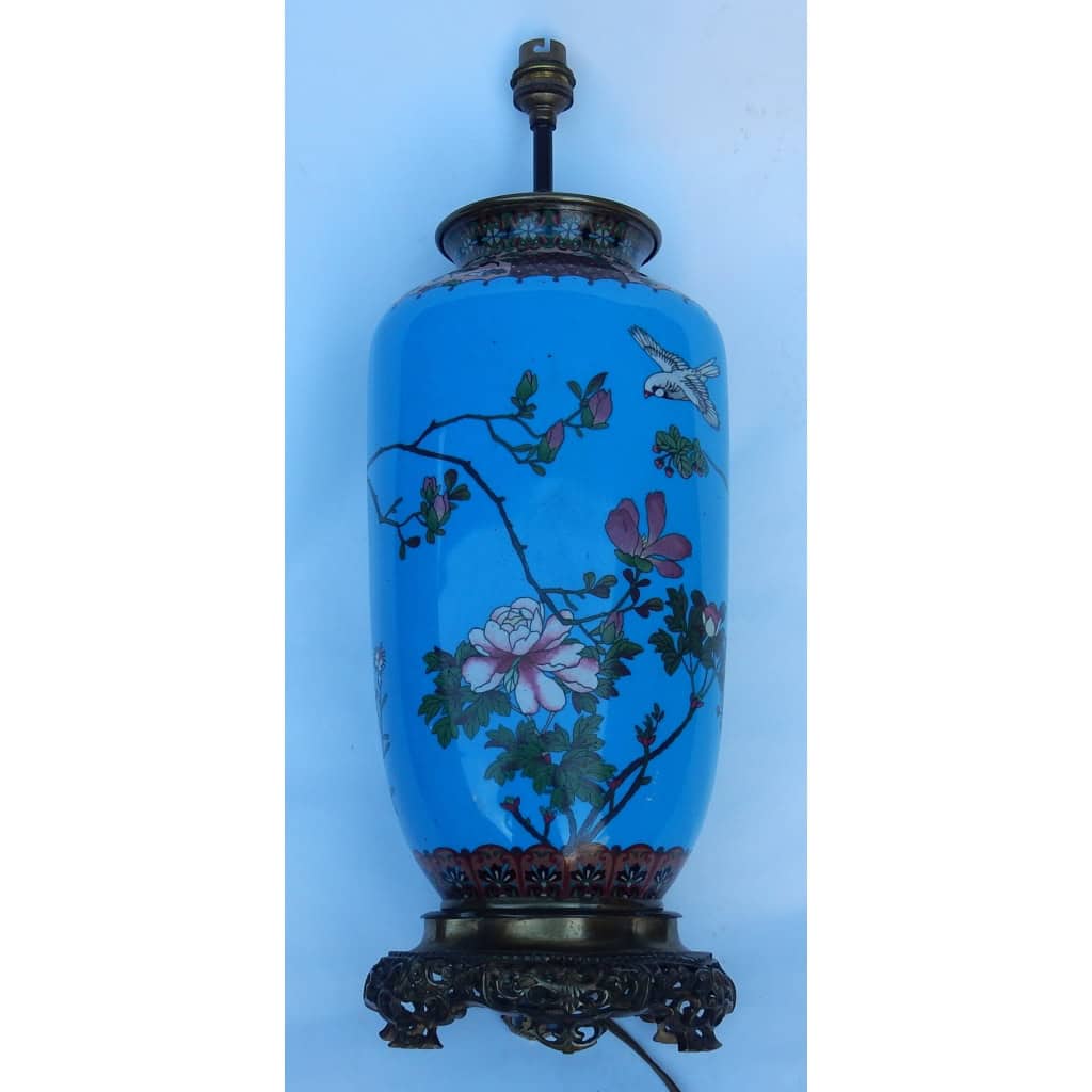 1890′ Lampe Cloisonnée Japon Aux Oiseaux et Fleurs 1890′ Lampe Cloisonnée Japon Aux Oiseaux et Fleurs