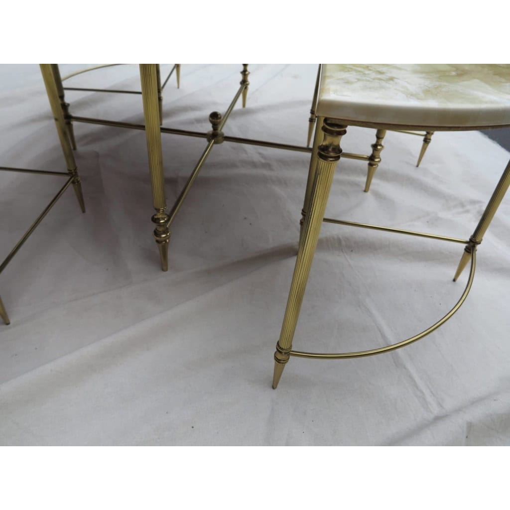 1950/70′ Table Basse Maison Baguès en Bronze et ses 4 Tables en Angles 1950/70′ Table Basse Maison Baguès en Bronze et ses 4 Tables en Angles