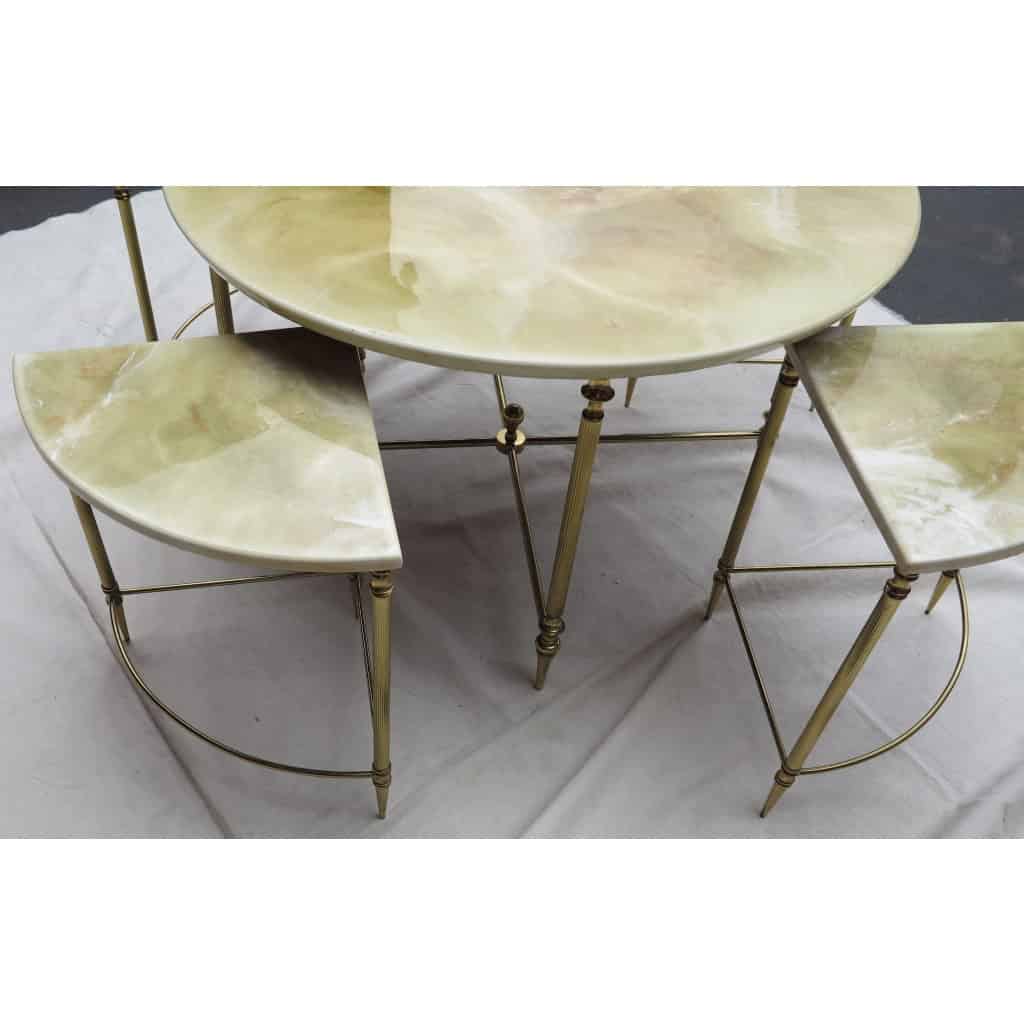 1950/70′ Table Basse Maison Baguès en Bronze et ses 4 Tables en Angles 1950/70′ Table Basse Maison Baguès en Bronze et ses 4 Tables en Angles