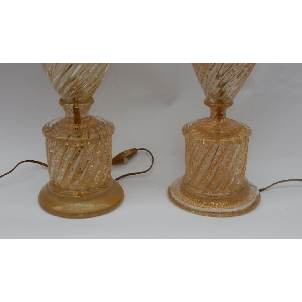 1950/70 Paire de Lampes Barovier & Toso Avec Paillons d’Or 1950/70 Paire de Lampes Barovier & Toso Avec Paillons d’Or