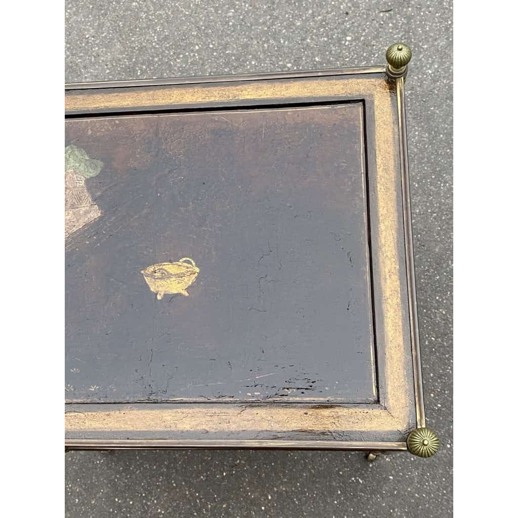 1950′ Table Maison Jansen En Bronze Patiné Avec Plateaux Laque de Chine Coromandel 1950′ Table Maison Jansen En Bronze Patiné Avec Plateaux Laque de Chine Coromandel