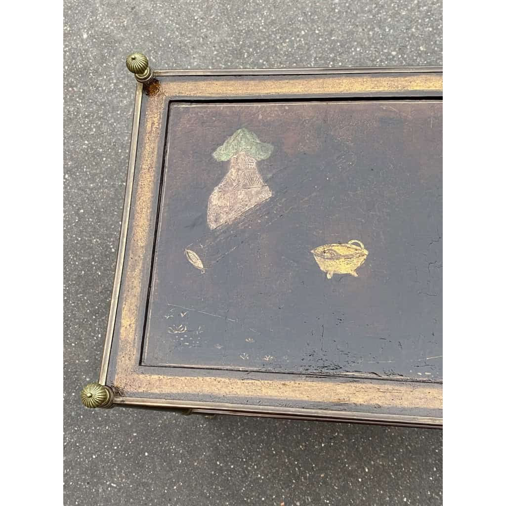 1950′ Table Maison Jansen En Bronze Patiné Avec Plateaux Laque de Chine Coromandel 1950′ Table Maison Jansen En Bronze Patiné Avec Plateaux Laque de Chine Coromandel