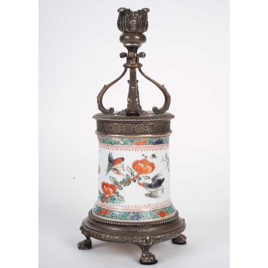 Pied de lampe en Porcelaine de Chine Boin-Taburet à Paris XIXème Siècle ||||||||