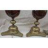 1890′ Paire de Lampes Bronze et Boules en Fer Peint en Faux Marbre Griotte 1890′ Paire de Lampes Bronze et Boules en Fer Peint en Faux Marbre Griotte