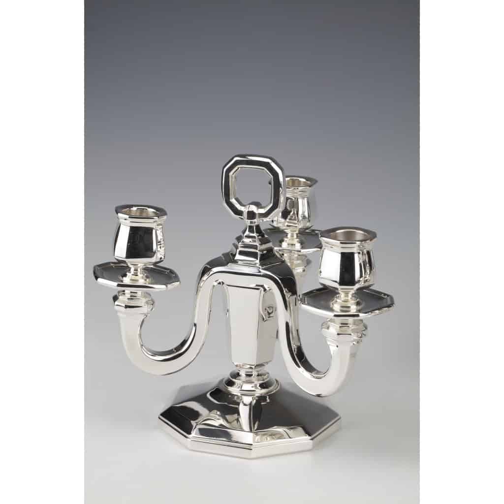 Orfèvre GUSTAVE KELLER - Paire de candélabres en argent massif époque ART DECO 1930 