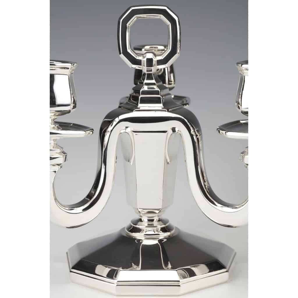 Orfèvre GUSTAVE KELLER - Paire de candélabres en argent massif époque ART DECO 1930 