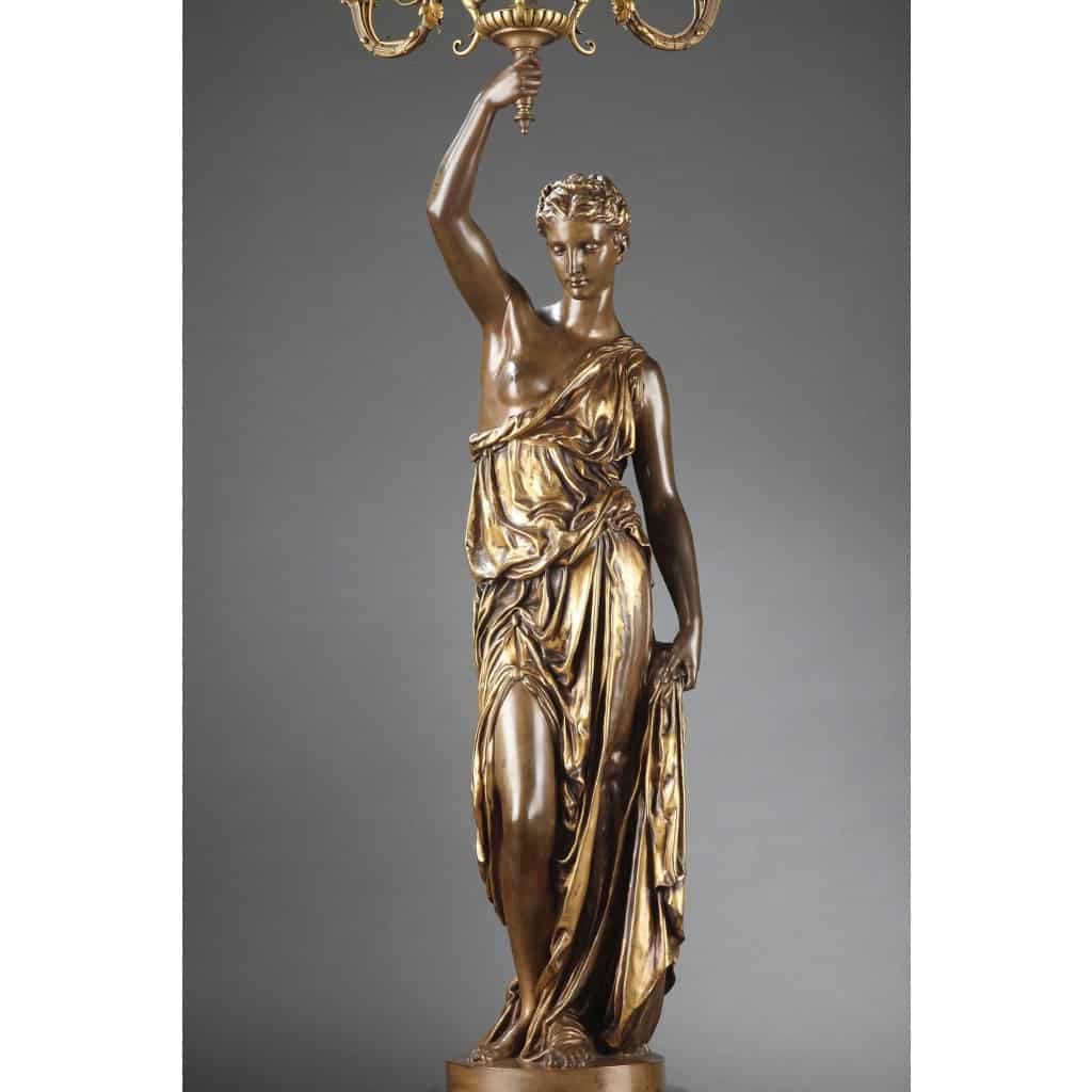 Barbedienne - Paire de Torchères en bronze par DUBOIS & FALGUIERE XIXème 